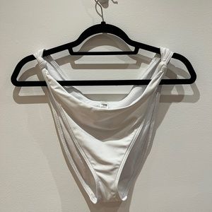 High Cut White Bikini Bottom with Knot Side Detail